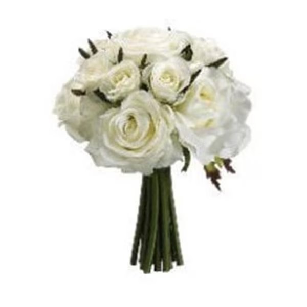 9 in. Confetti Rose Bouquet White- Pack of 6, Dwellingdesigns, Mfr#: DW35031